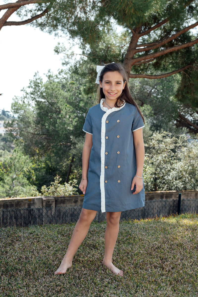 Oriental Linen Slate Dress