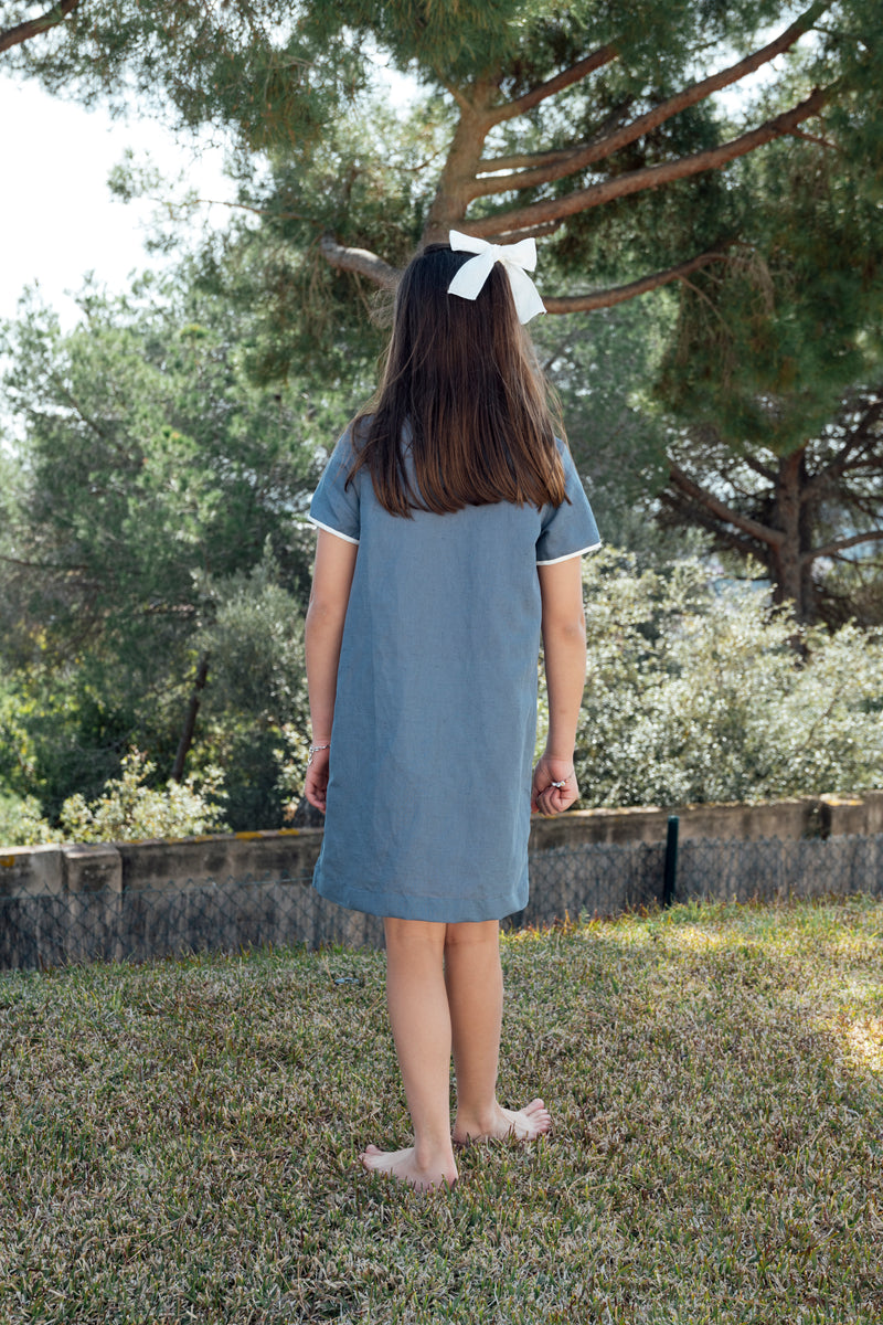 Oriental Linen Slate Dress