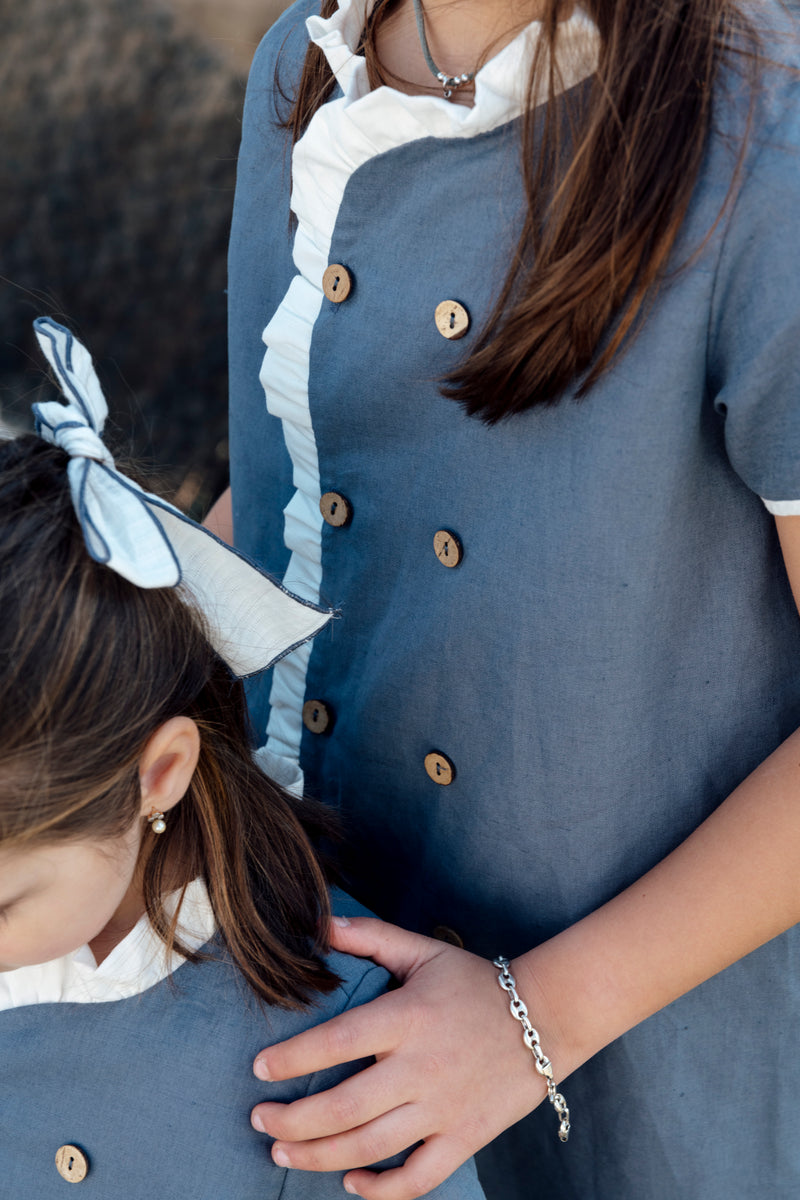 Oriental Linen Slate Dress