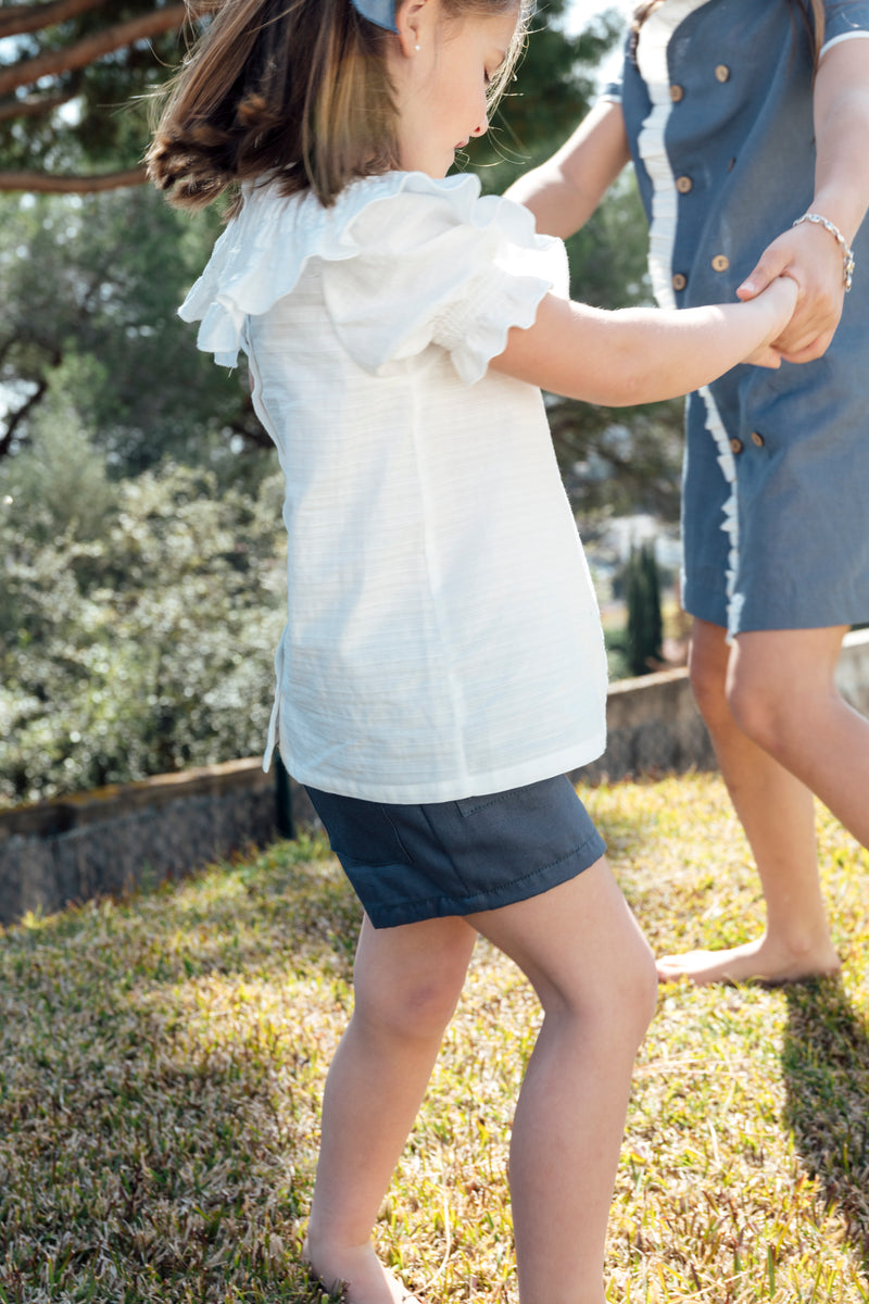 Blue Canvas Shorts