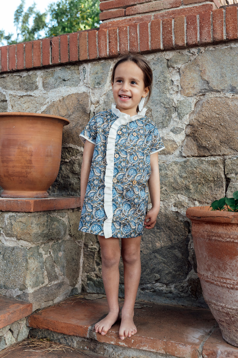 Oriental Blue Flower Dress