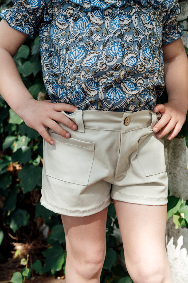 Beige Twill Shorts