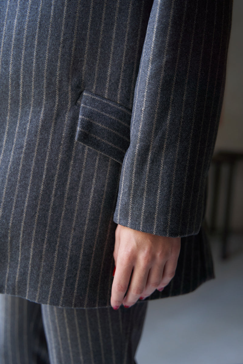 Izar Flannel Blazer with Grey Stripes