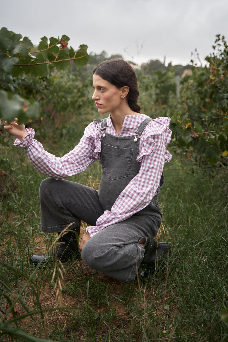 Gray Denim Overalls