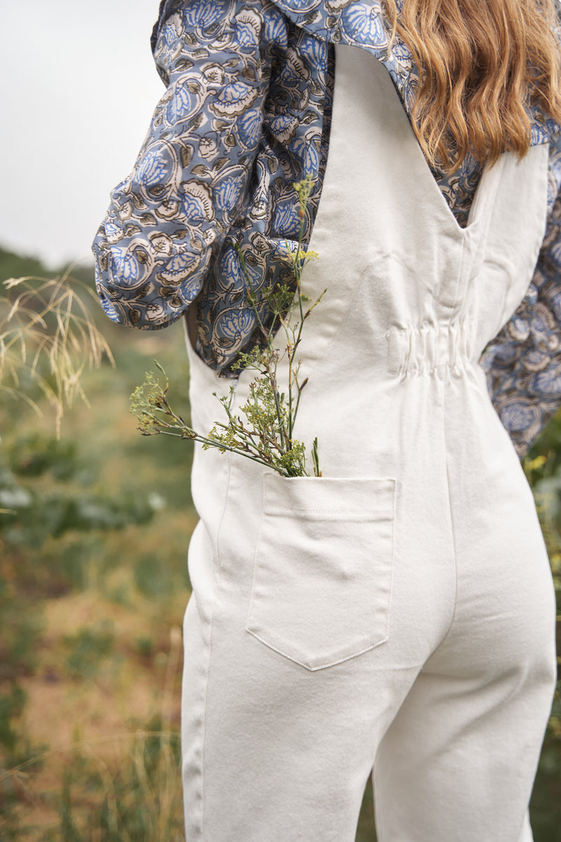 White Denim Overalls