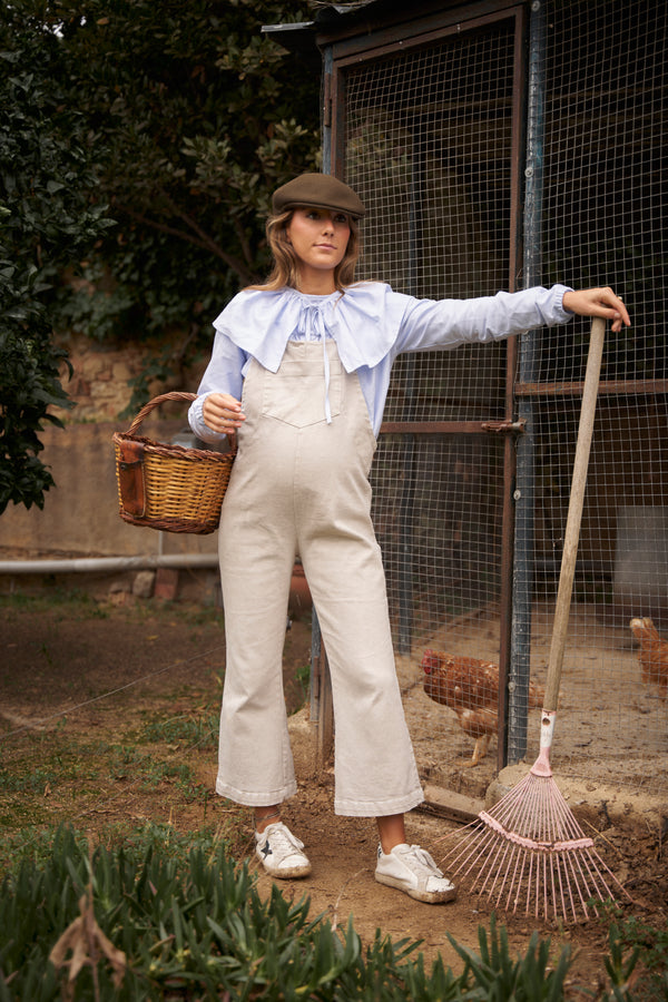 Beige Denim Overalls