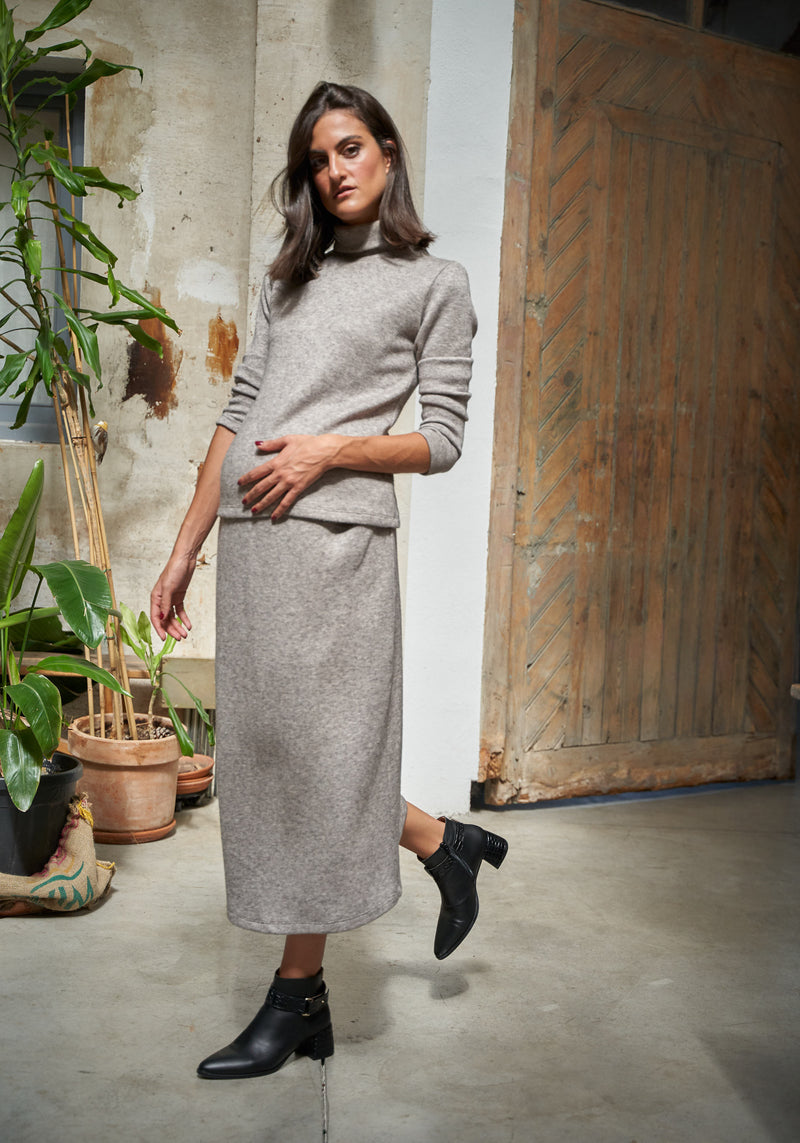 Taupe Knitted Annette Skirt