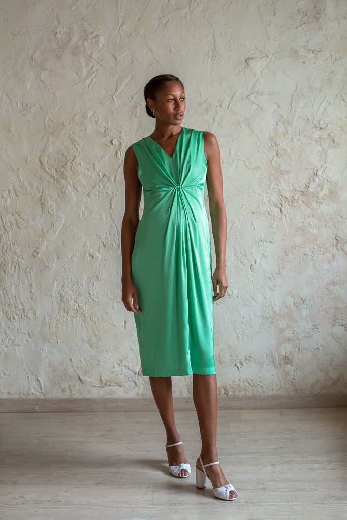 Madeira Green Satin Dress