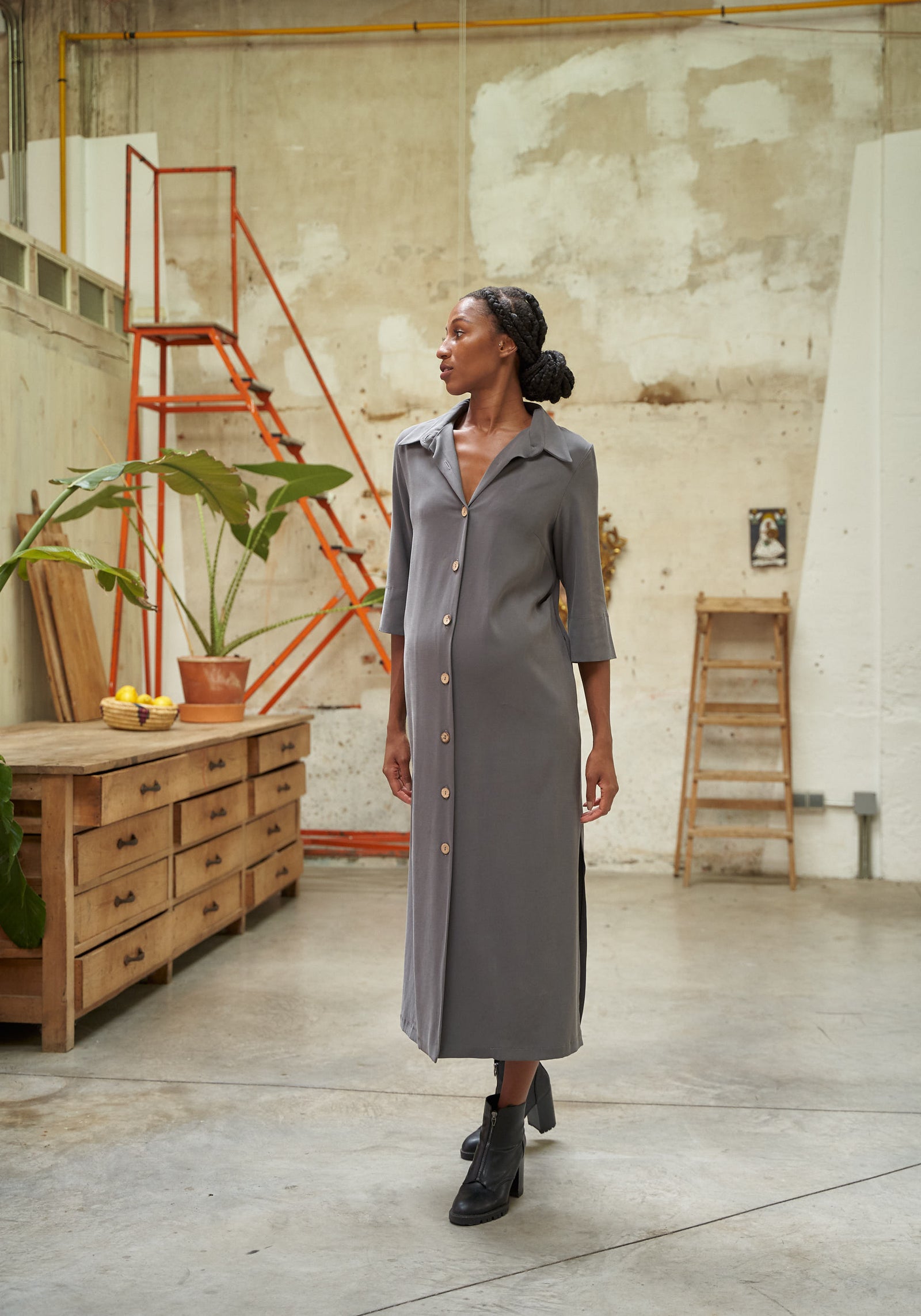 Petrol Shirt Dress