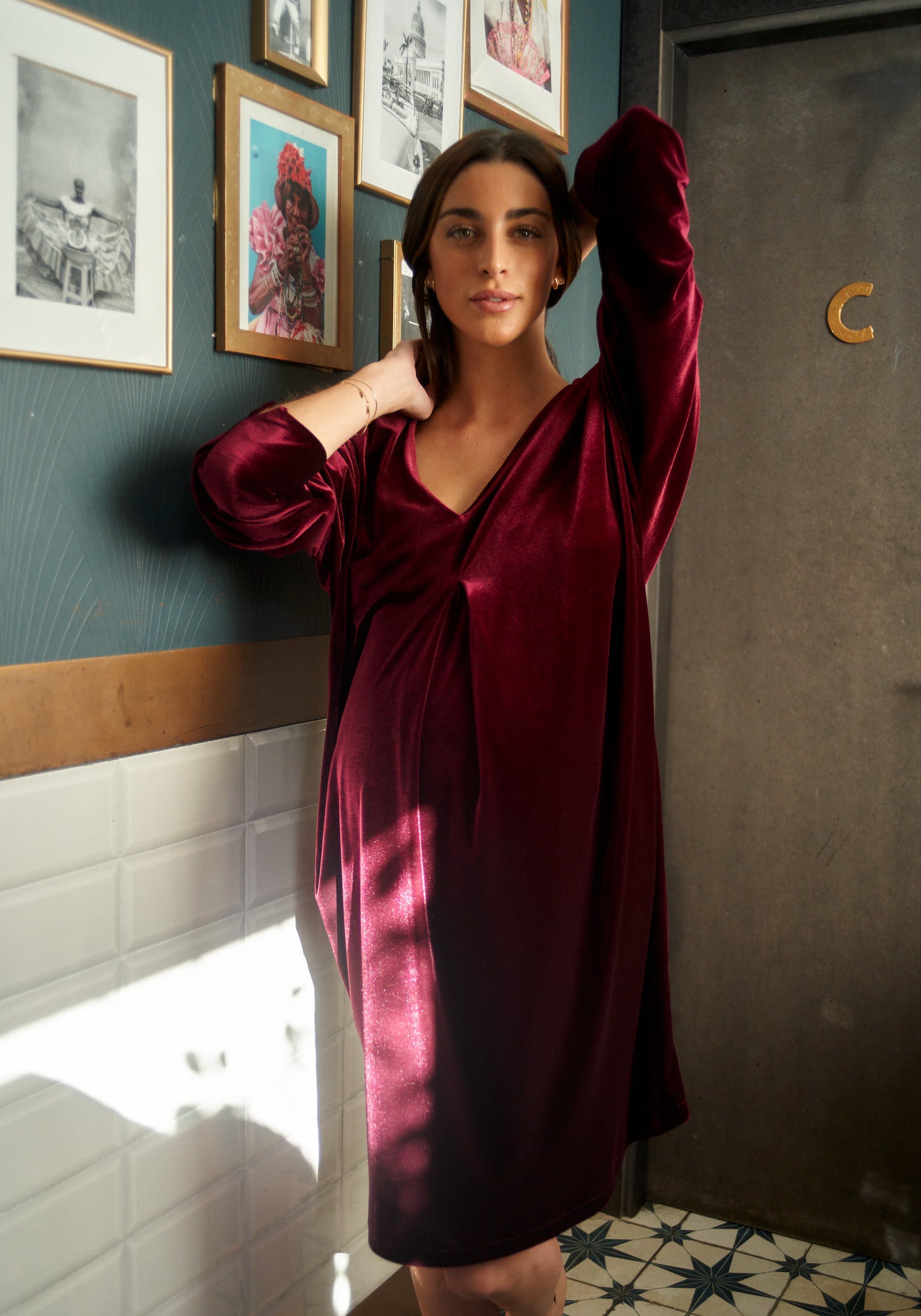 Vestido Carlota Terciopelo Granate